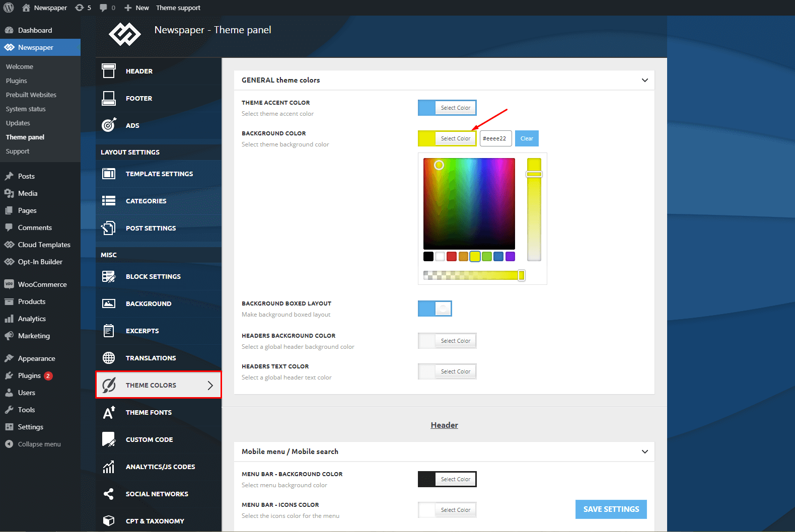 Background Introduction: Color settings