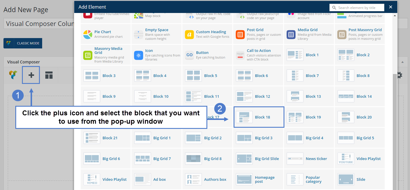 labeling visual composer text blocks