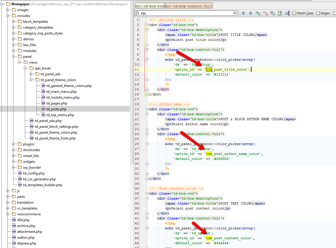Theme code structure - TDS classes and ID's