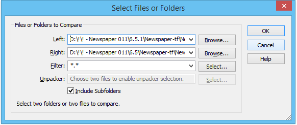 define winmerge filters exclude bin folder