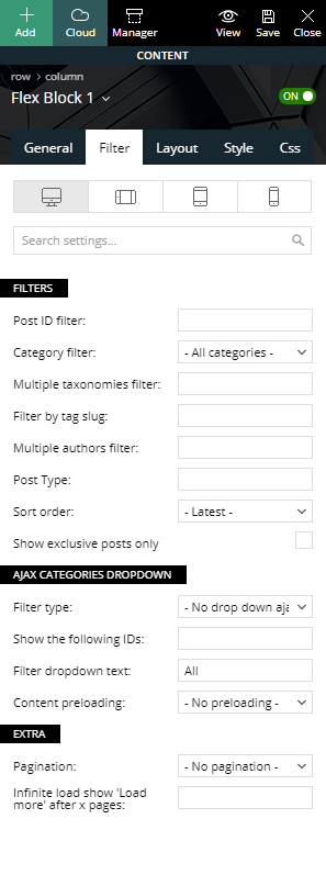 Newspaper Flex Block Filtering