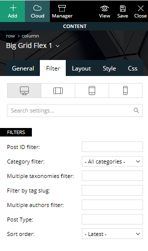 Big Grid Flex - Filter Options